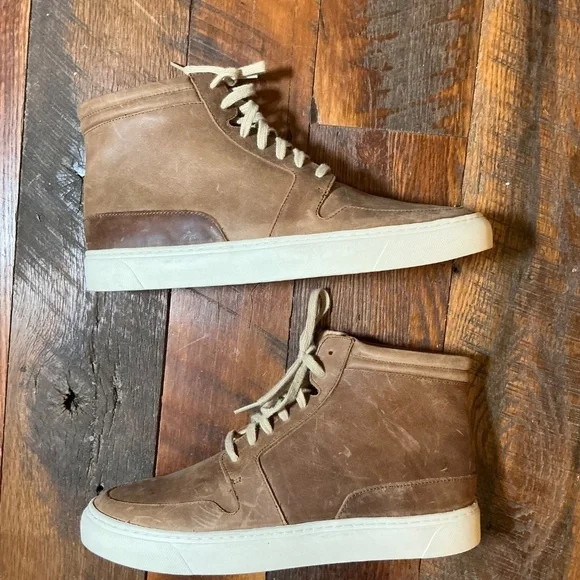 Nisolo Everyday Mid Top Men’s Sneakers Tobacco Brown Leather Size 9.5 - Picture 2 of 12